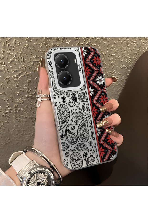Poco X7 Pro Compatible Kilim Rug Patterned Silicone Edge Hard Back Anti-Fall Phone Case