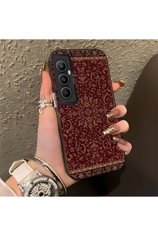 Realme C65 4g Compatible Silicone Edge Hard Back Anti-Fall Phone Case Kilim Rug Patterned