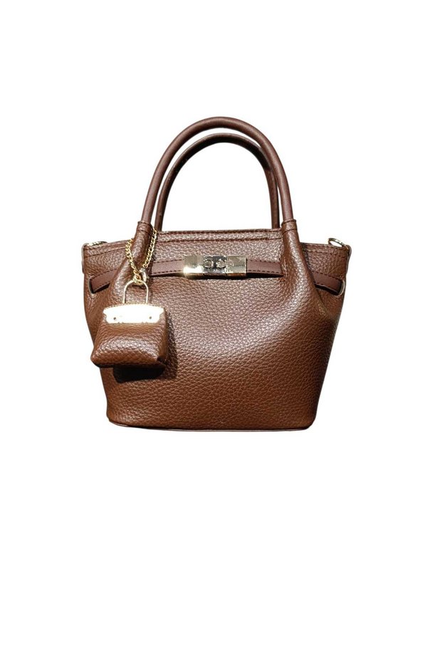 Amazing Bag with Handgrip and Long Strap in Brown