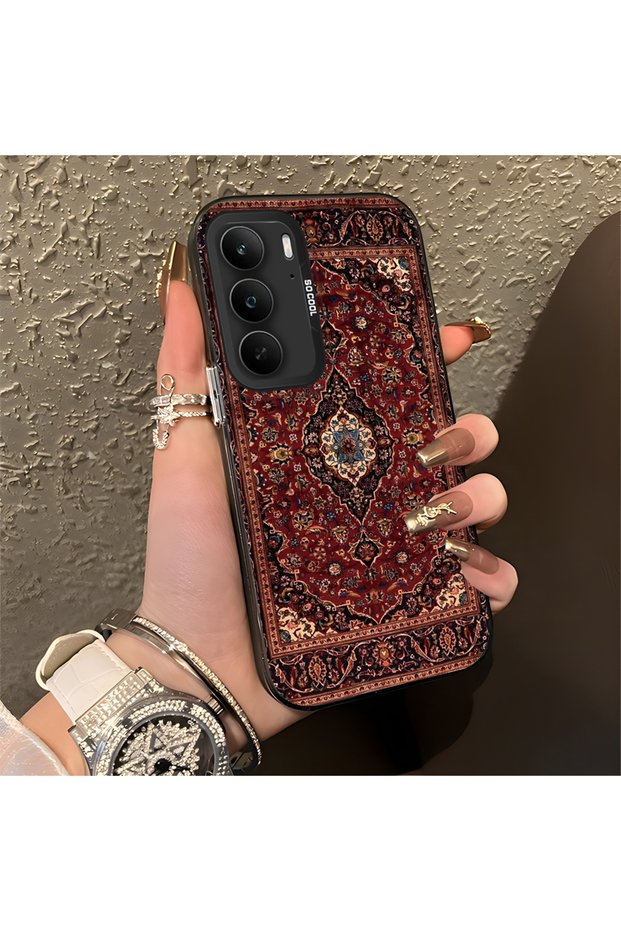 Realme C75 Compatible Silicone Edge Hard Back Anti-Fall Phone Case Vintage Patterned