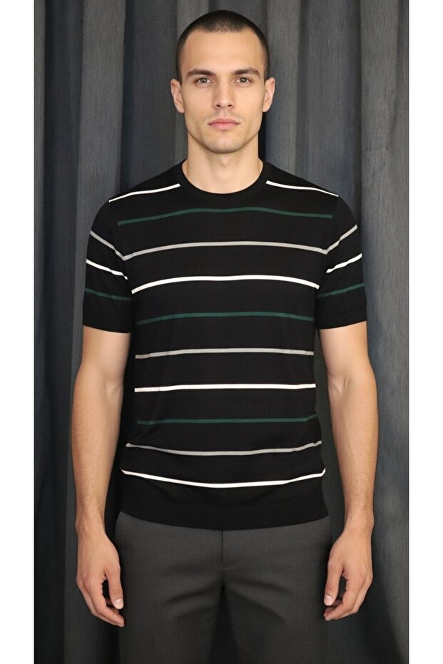 Men's Striped Knitwear T-Shirt
