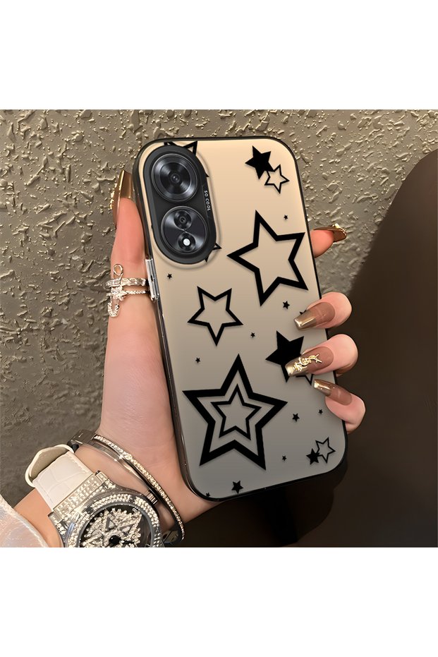 Oppo A60 Compatible Silicone Edge Hard Back Anti-Fall Phone Case Stars Patterned