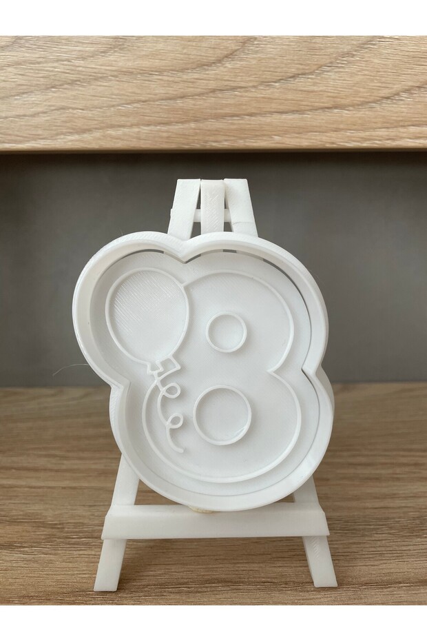 8 Year Old Birthday Cookie Mold and Stamp - Number 8 with Balloon