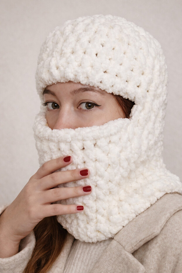 Balaklava Puffy Hand Knitted Headgear Beanie