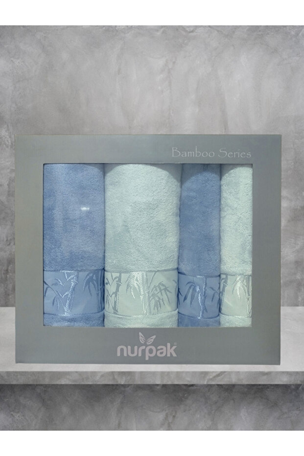 Bamboo 4-Piece Boxed Bathroom Set 2 Pieces 50X90 and 2 Pieces 90X150 cm 70% Bamboo 30% Cotton