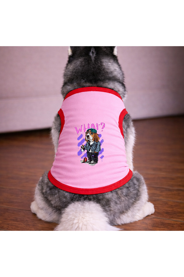 Pink What Dog Tshirt Dog Outfit (100% Cotton Combed Cotton) Small and Large Breeds