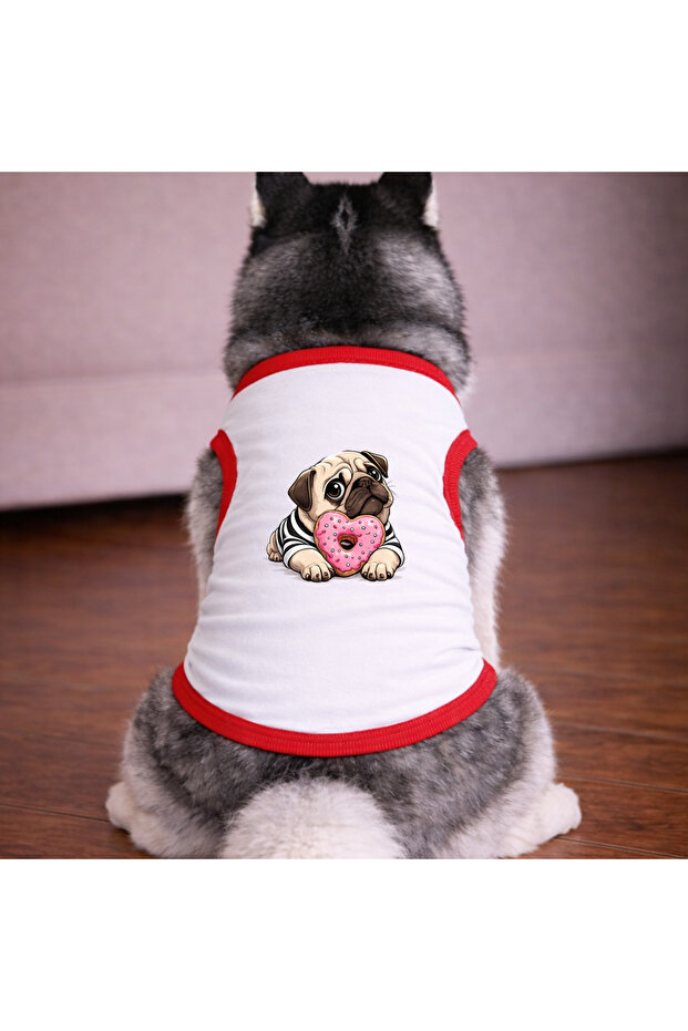 White Donut Dog Tshirt Dog Outfit (100% Cotton Combed Cotton) Small and Large Breeds