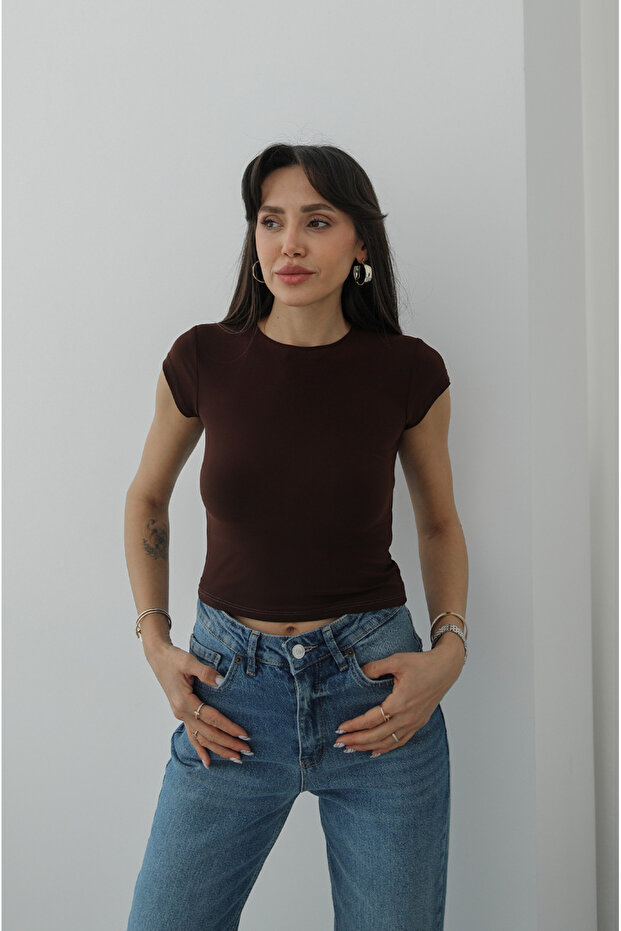 بلوزة كاوبني راي قصيرة الأكمام أساسية الطراز - 2