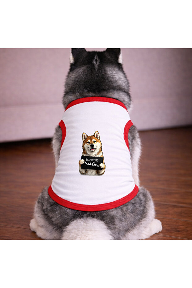 White Wanted Akita Dog Tshirt Dog Apparel (100% Cotton Combed Cotton) Small and Large Breeds