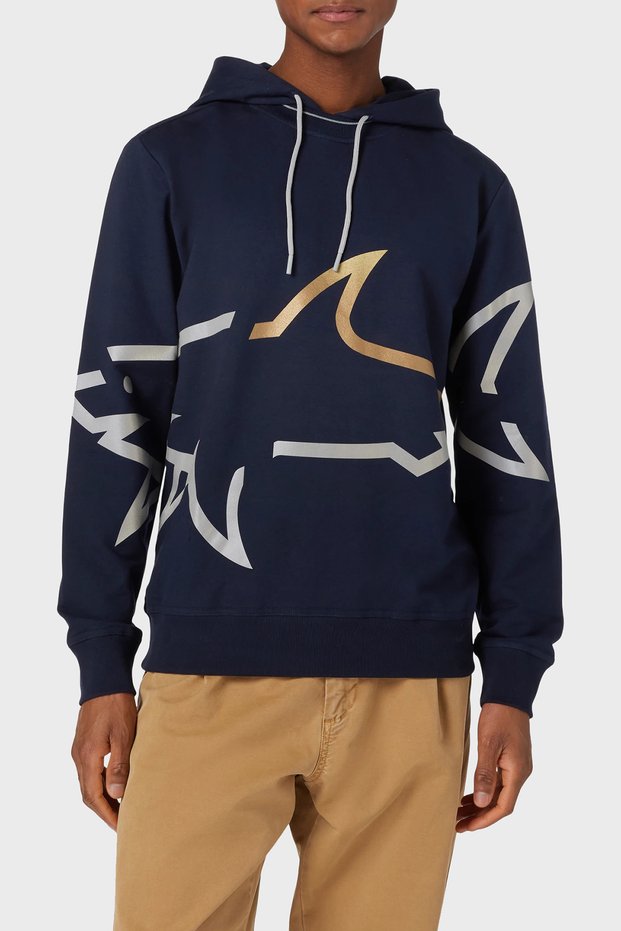 Paul & Shark Logo Printed Stretch Cotton Pack Regular Fit Hooded Sweat Men's Sweat 24411882 013