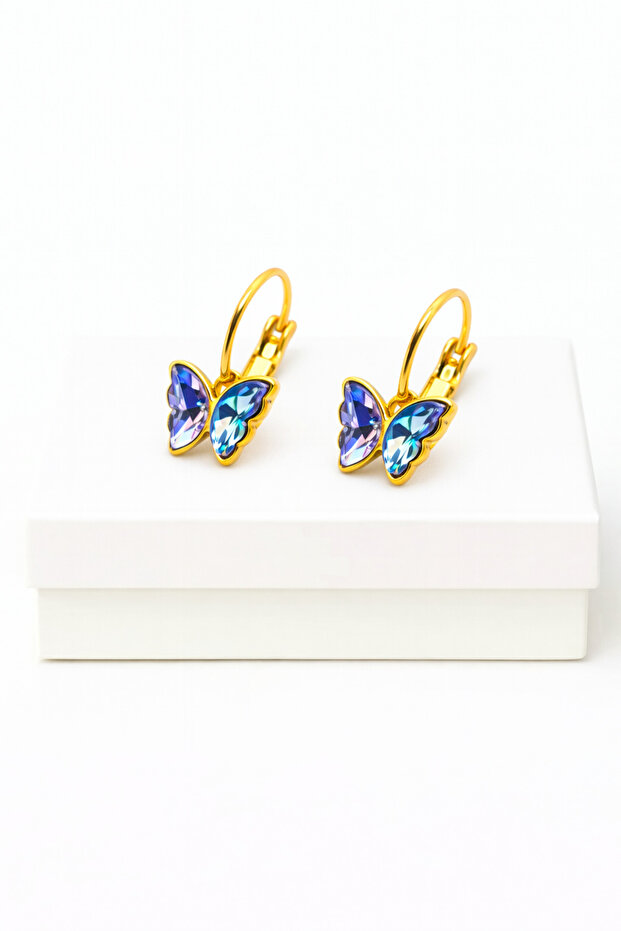Butterfly Design Zircon Stone Clip-On Earrings for Pierced Ears