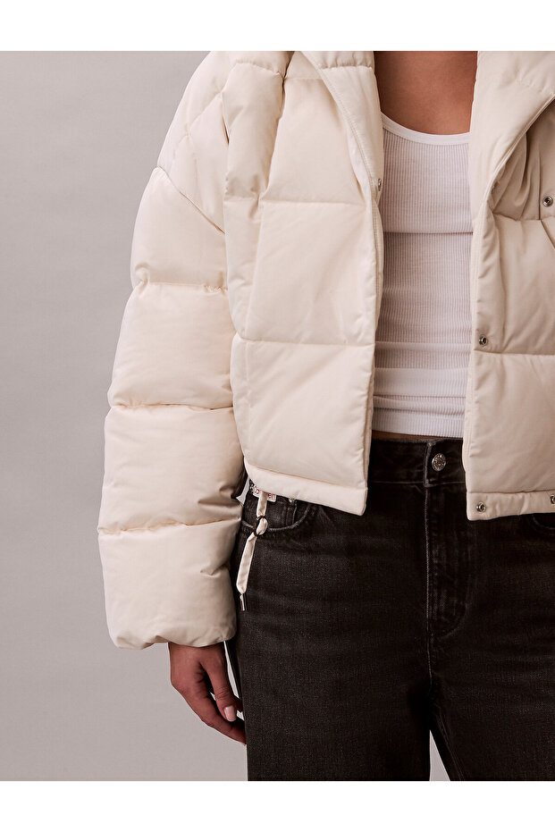 Satin Wrap Short Puffer Jacket - 5