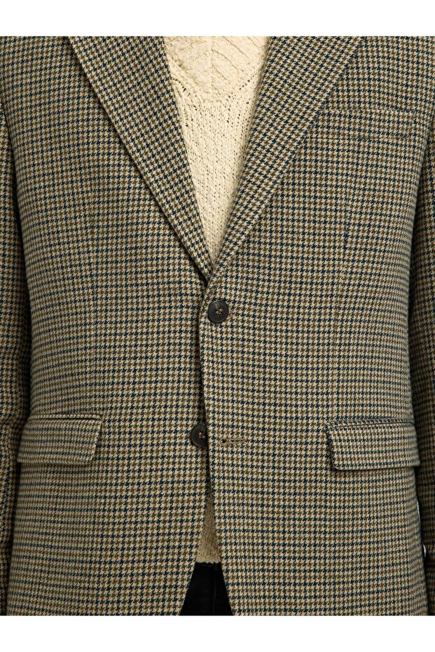 Einreihiger Blazer Karierter - 5