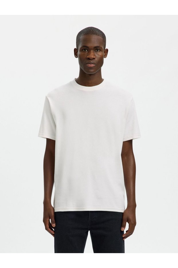 T-Shirt Geripptes Baumwoll