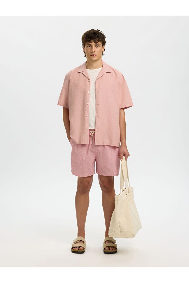 Kurzarmhemd Leinenmix - 4