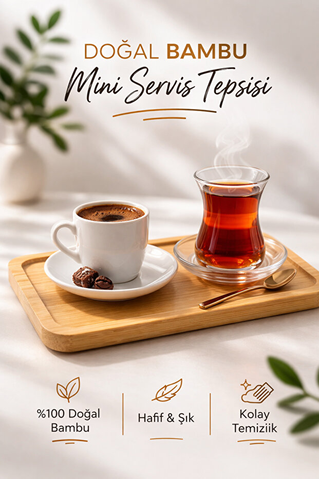 بامبو صينية تقديم مستطيلة الشكل – صينية تقديم الإفطار والشاي والوجبات الخفيفة - 1
