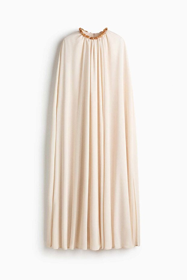 Bead-detail cape dress