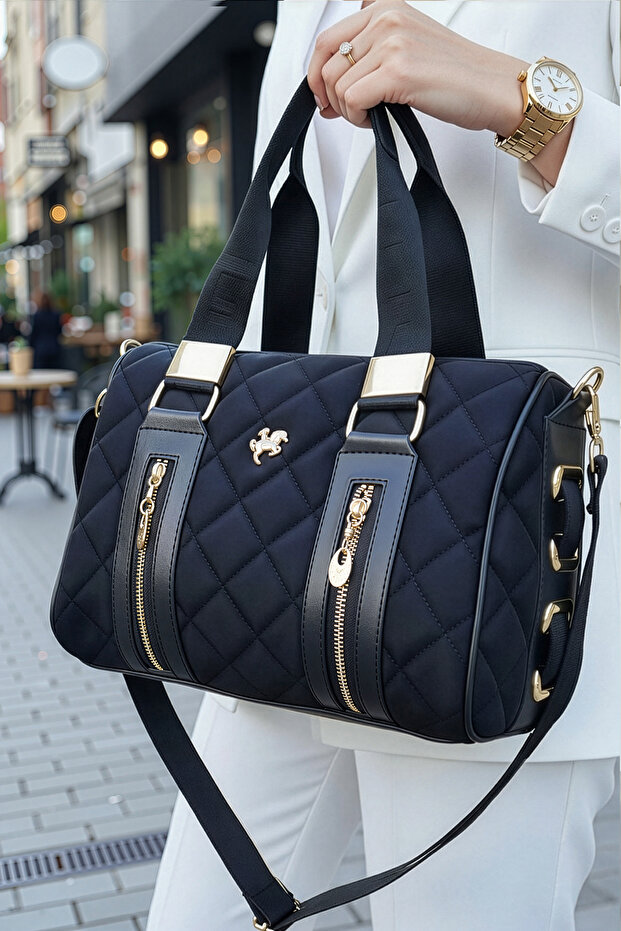 Women's Quilted Pattern Cylinder Model Long Crossbody Hand & Shoulder Bag (31x22 CM)