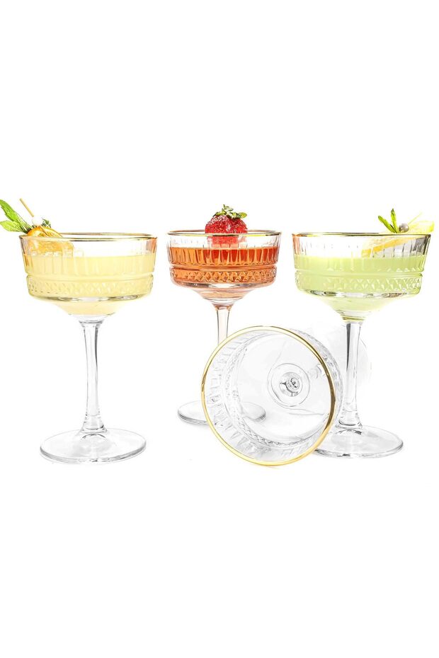 Vintage Coupe Glasses Set of 6 (1.7oz/50ml) Mini Champagne Cocktail Wine & Ice Cream Stem Glassware