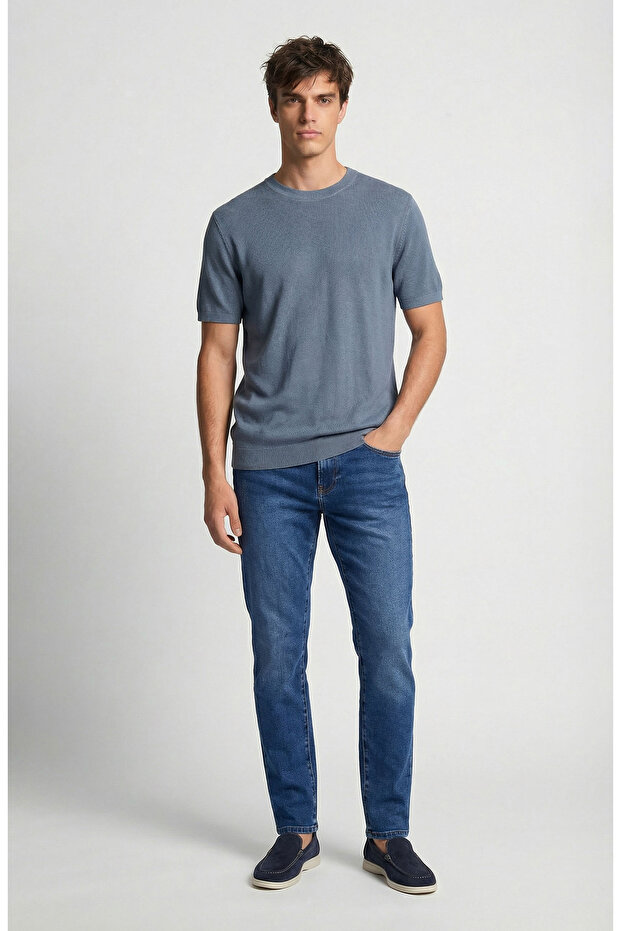 Mavi Pamuk Triko Kazak - 2