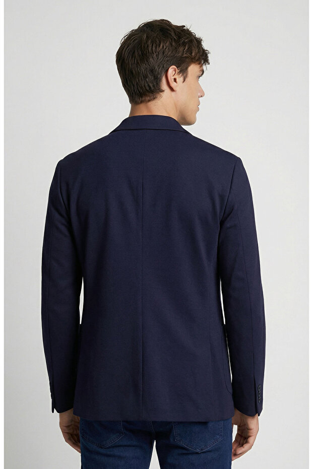Lacivert Armürlü Ceket - 3