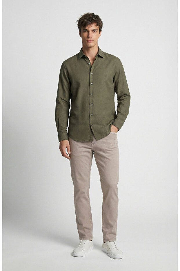 Bej Denim Pantolon - 1