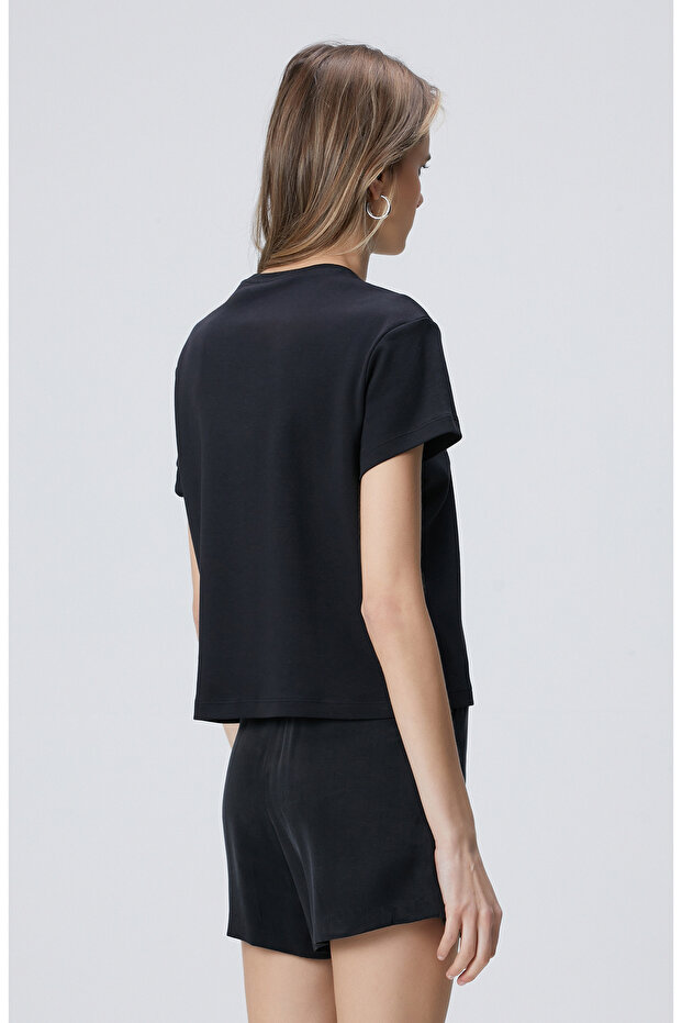 Siyah Baskılı T-shirt - 5