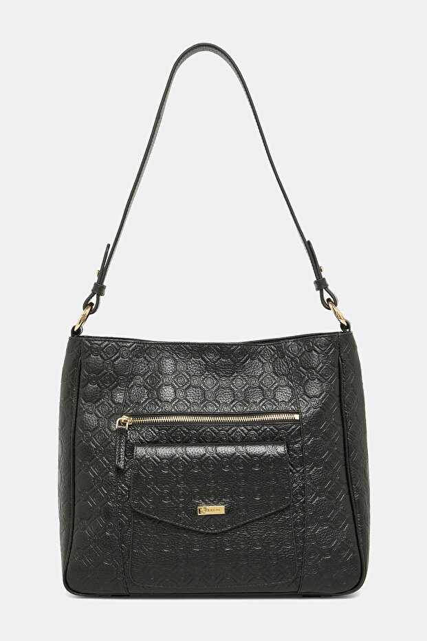 SİYAH MONOGRAM DERİ ÇANTA - 2