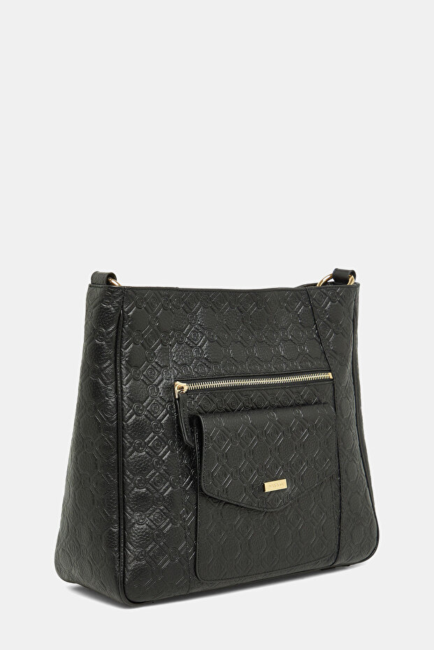 SİYAH MONOGRAM DERİ ÇANTA - 3