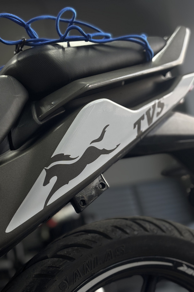 Rear under Seat Tvs Logo Covering Sticker (Right and Left) for Tvs Raider 125