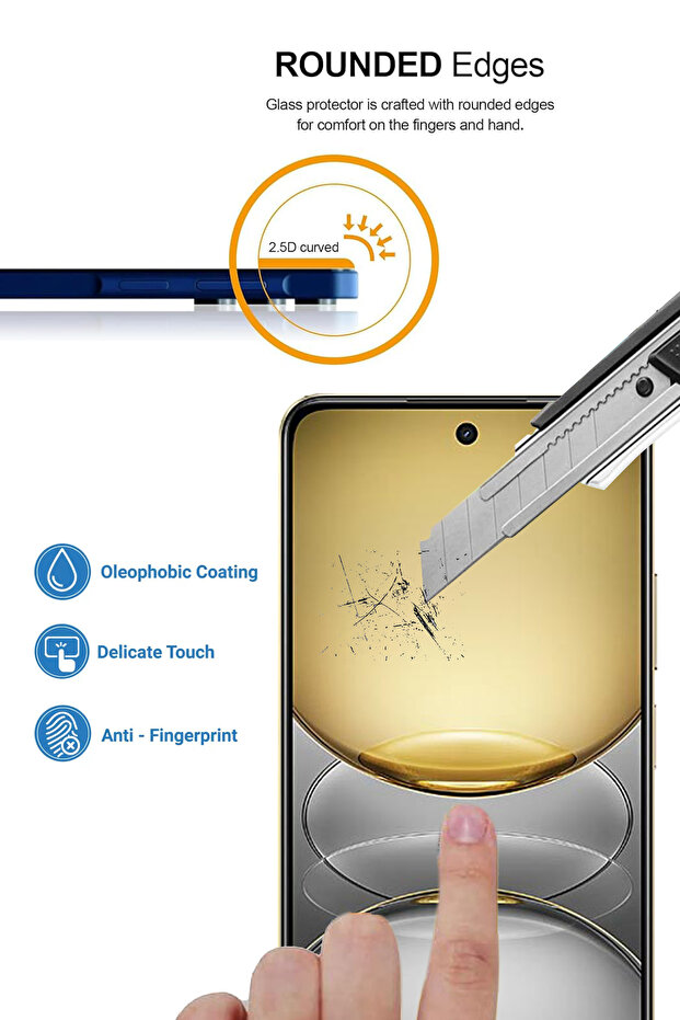 واقي شاشة زجاجي ممتاز لهاتف Realme C75 - 4