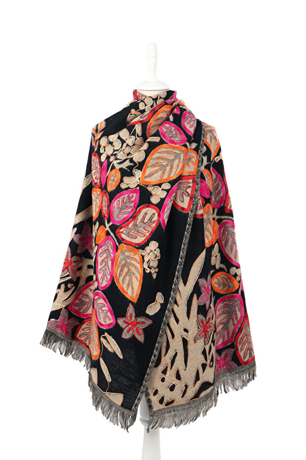 شال شتوي منقوش باللون الأسود من ماريمو - 1