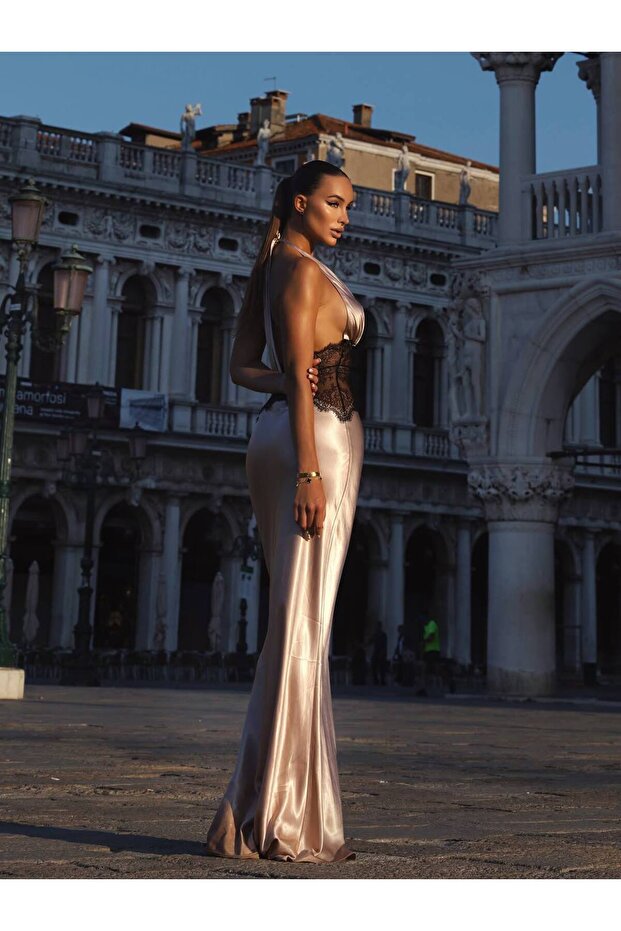 dantelă ROCHIE LUNGĂ DETALIATĂ - 7