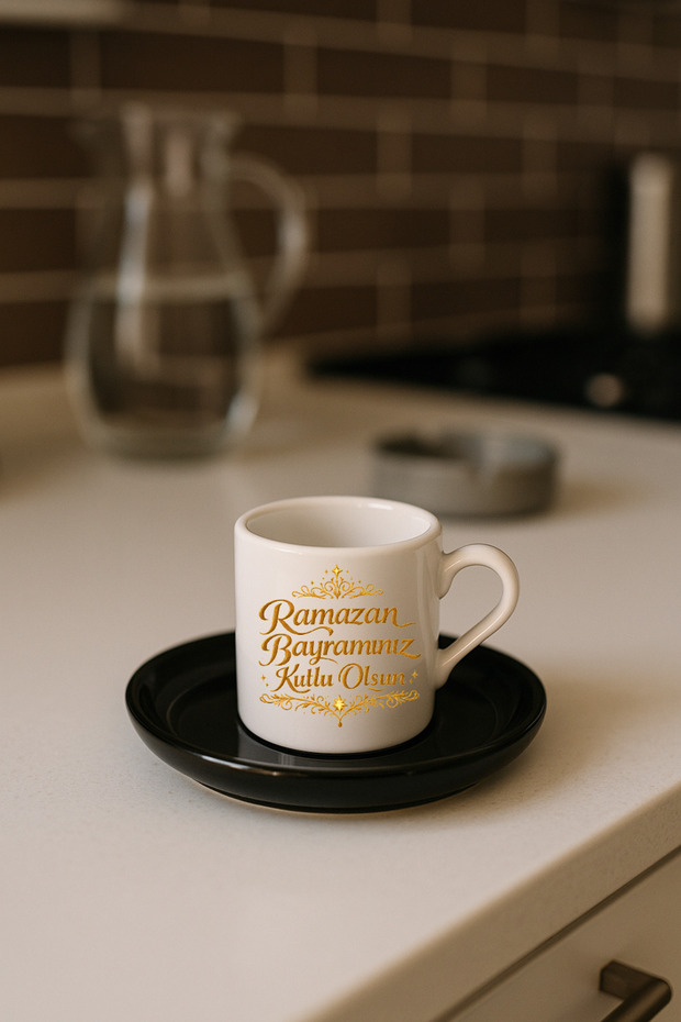 Specially Designed Black Base Turkish Coffee Cup for Ramadan Feast