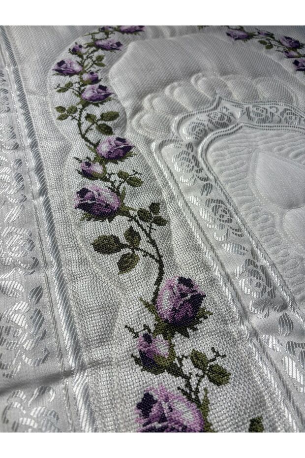 Tulip Patterned Machine-Made Single Prayer Mat - 2