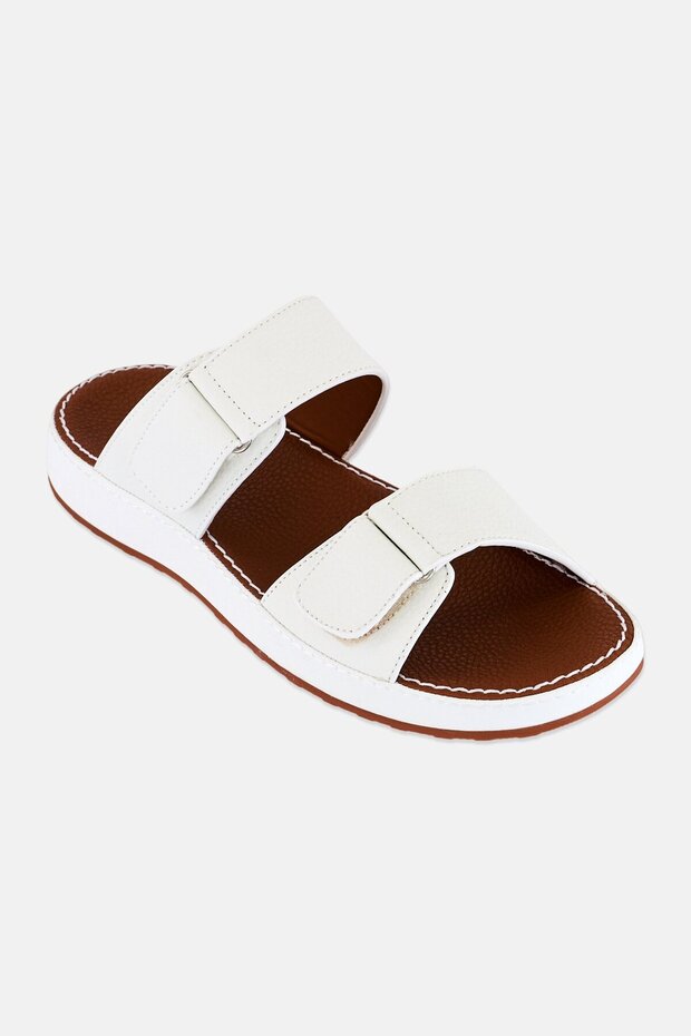 Men Slip On Arabic Sandals, White