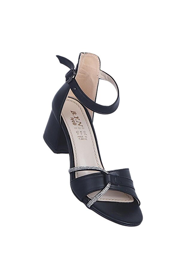 Byn Ayışığı By23 Black Skin Women's 6cm Heels Sandals