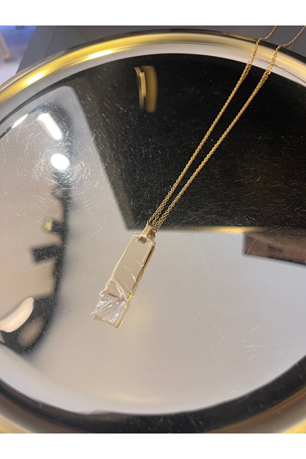 Long Plate Steel Necklace with Name That Can Be Written on