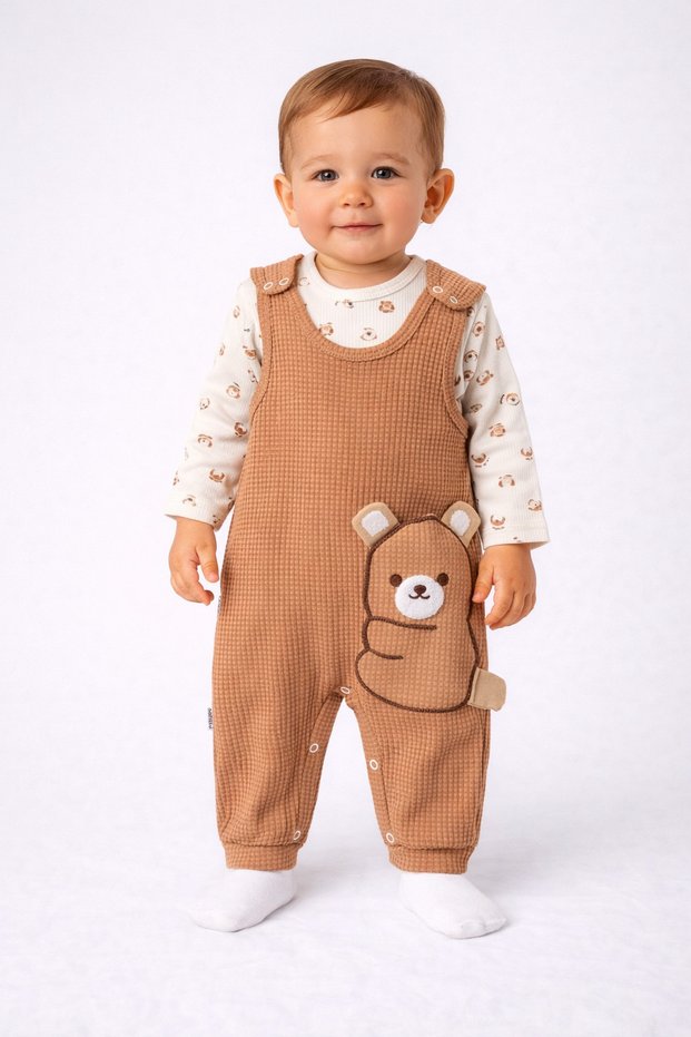 Baby Boy Rompers+Zıbın Set of 2 with Snaps at the Bottom – Zıbın and Rompers | 3-6-9 Months Baby Outfit