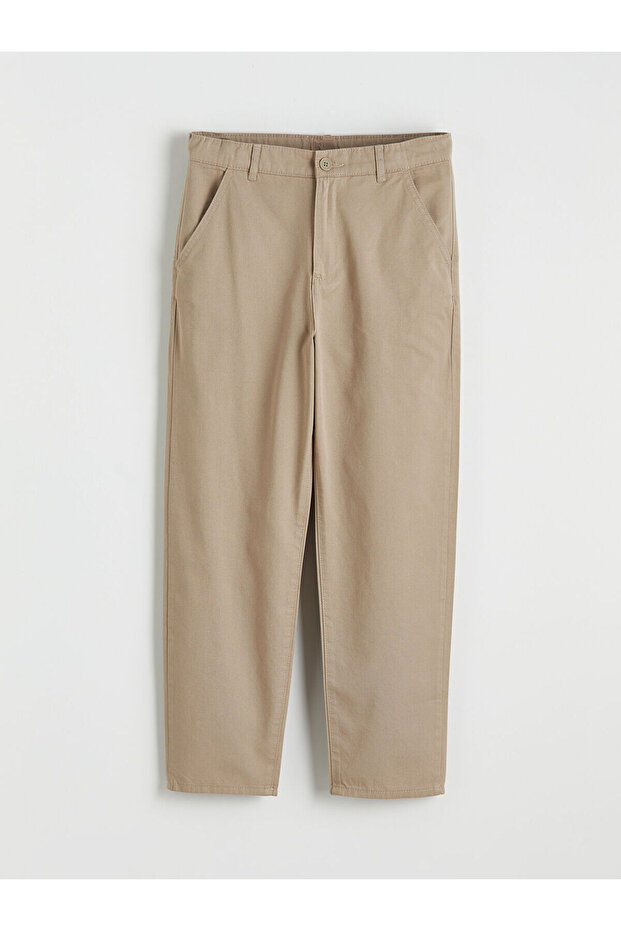 Beige Boy's Gabardine Trousers