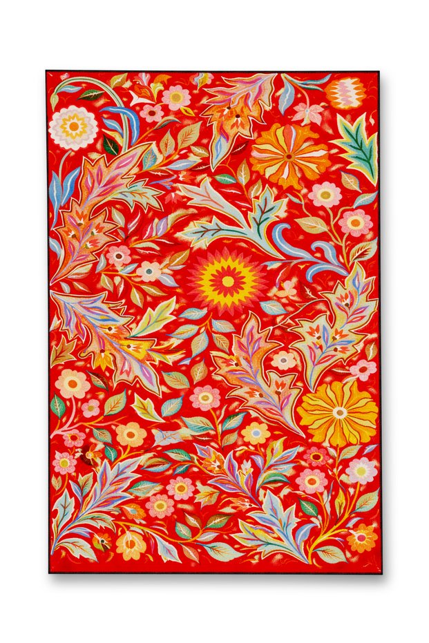 Mosso Green Theme Flower and Cheetah Figure Patterned Woven Base Modern Decorative Rug Mosso3263