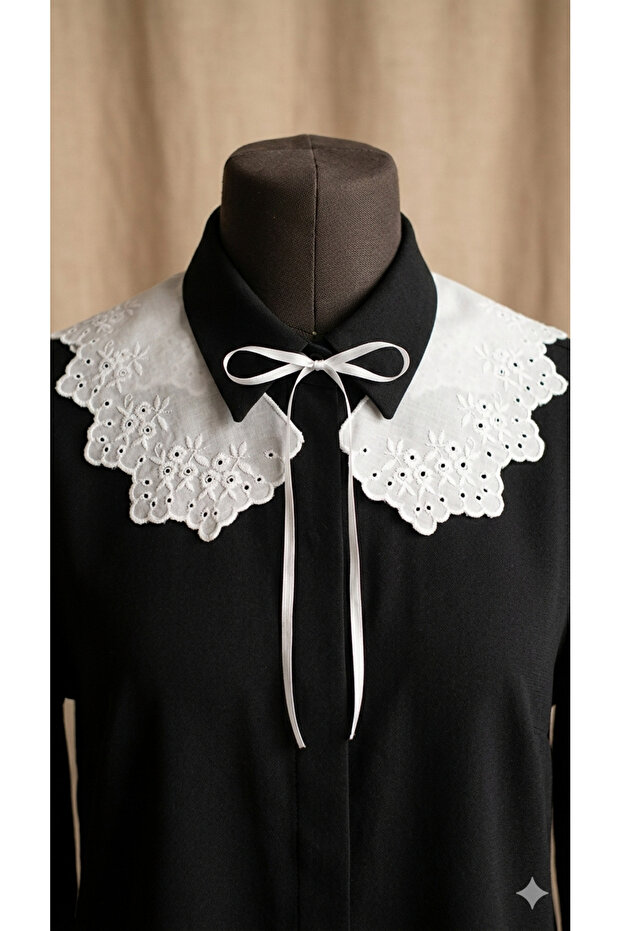 White Cotton Piece Fabric Collar 1