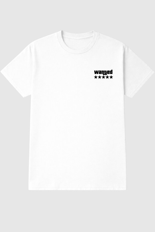Unisex Wanted Printed Oversized T-Shirt 100% Cotton Crew Neck Casual Streetwear T-Shirt