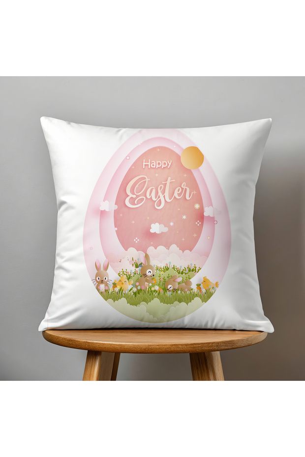 Reversible Digital Print Cushion Cover - Spring / Easter / Happy Easter - 2
