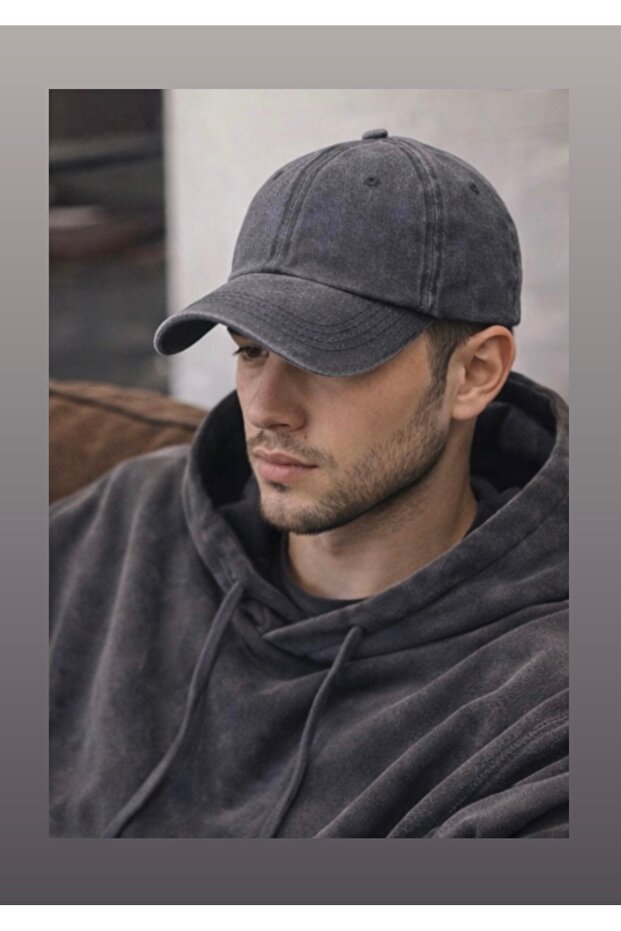قبعة رجالية قابلة للغسل من أنثراسايت – قبعة أساسية فاخرة كبيرة الحجم - 1