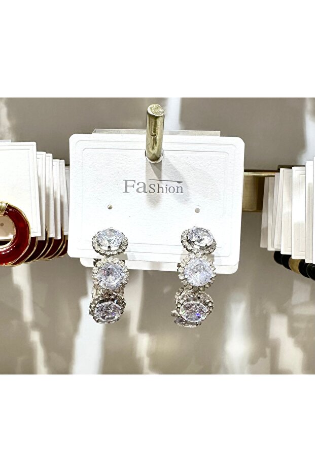 Stainless Steel Crystal Zircon Stone Vip Hoop Earrings