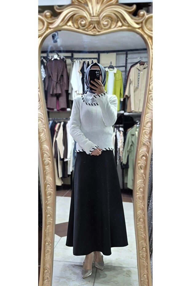 سترة ذات ياقة مربعة - 1