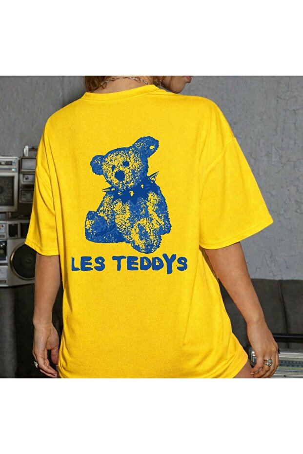 تي شيرت Les Teddys مطبوع كبير الحجم للجنسين