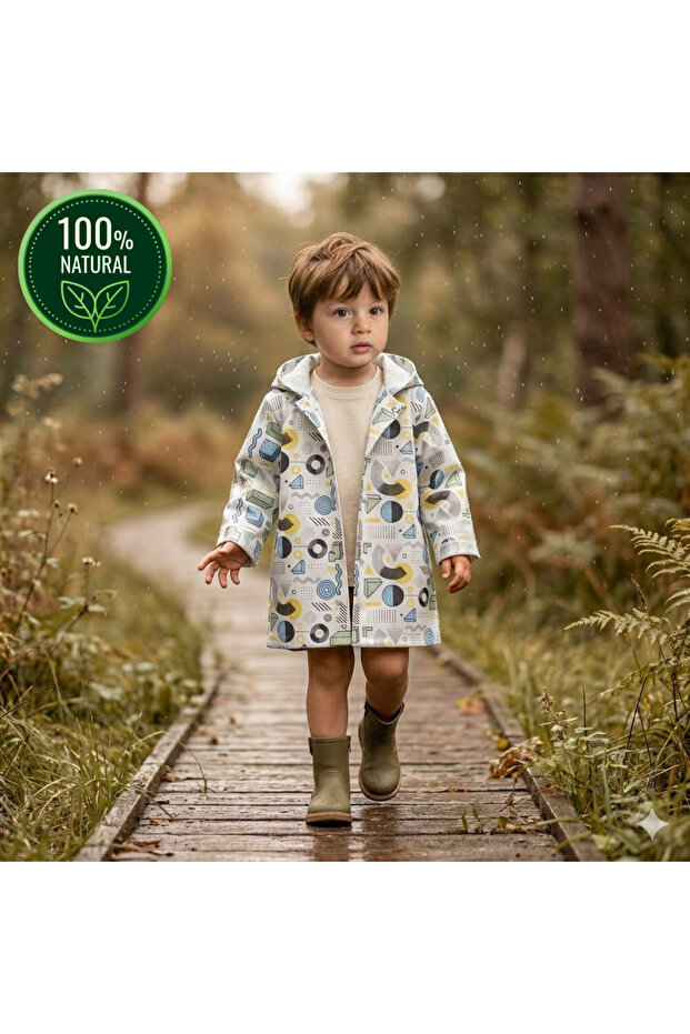 Sweat-Proof Reversible Boys' Raincoat 2-5 Years Old 100% Cotton Muslin Lined