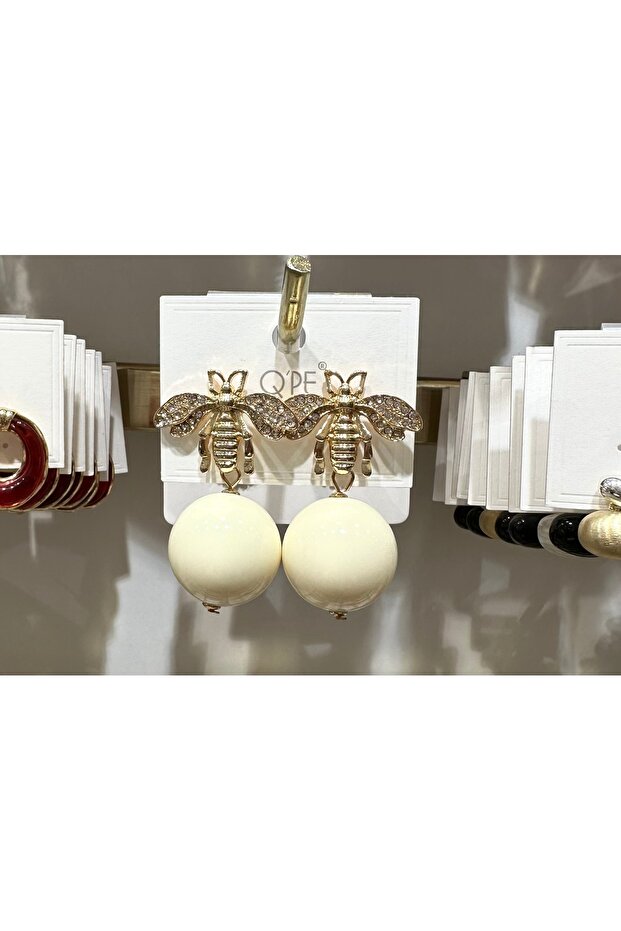 Qpe Stainless Steel Ball Bee Vip Dangle Earrings